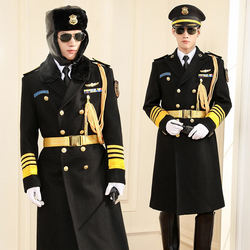 2019 New Design Security Overcoat Guard Jacket Black Security Guard Uniforms