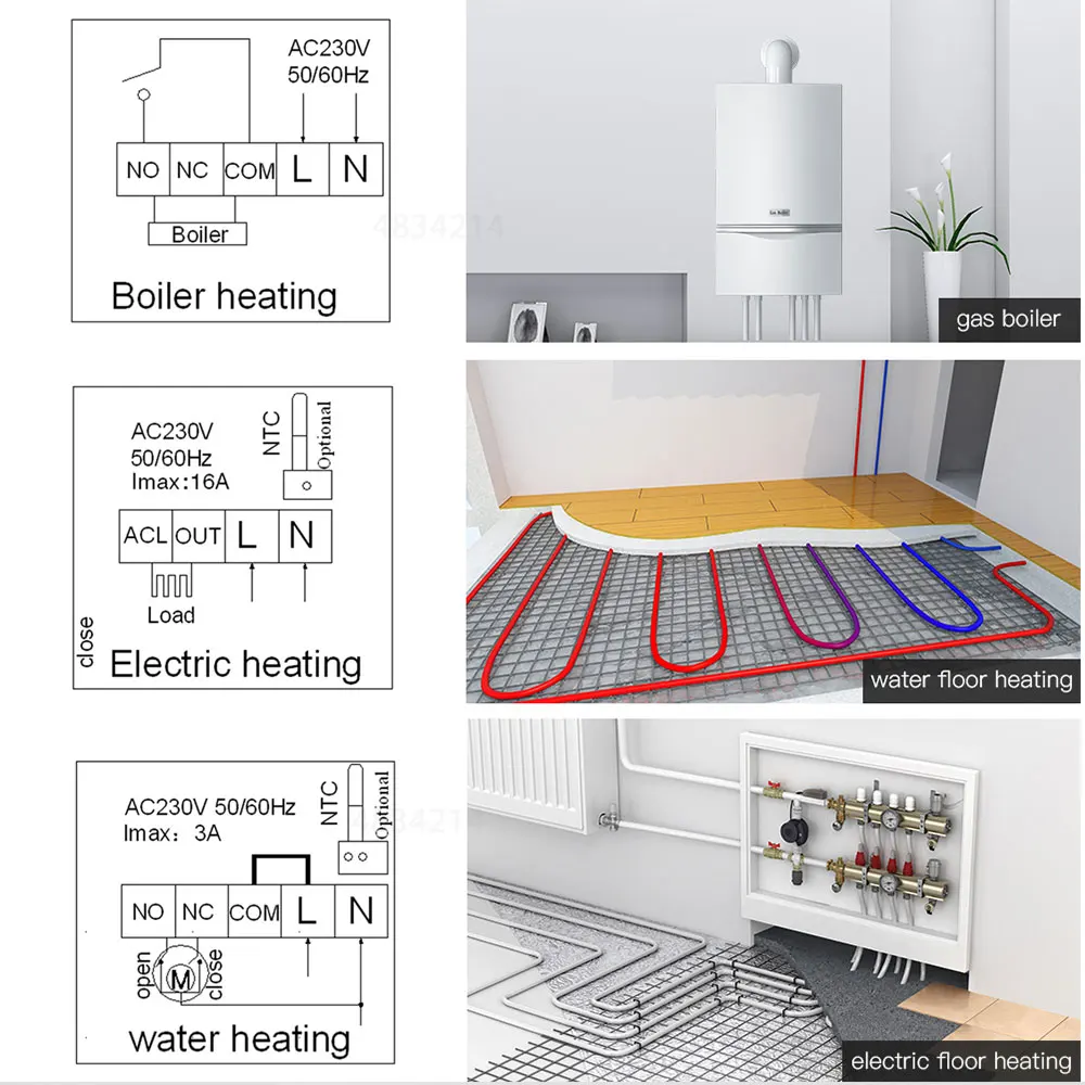 HY09BW Smart  WIFI water heating boiler thermostat phone control heater water gas boiler room thermostat 3A/5A 90-240V