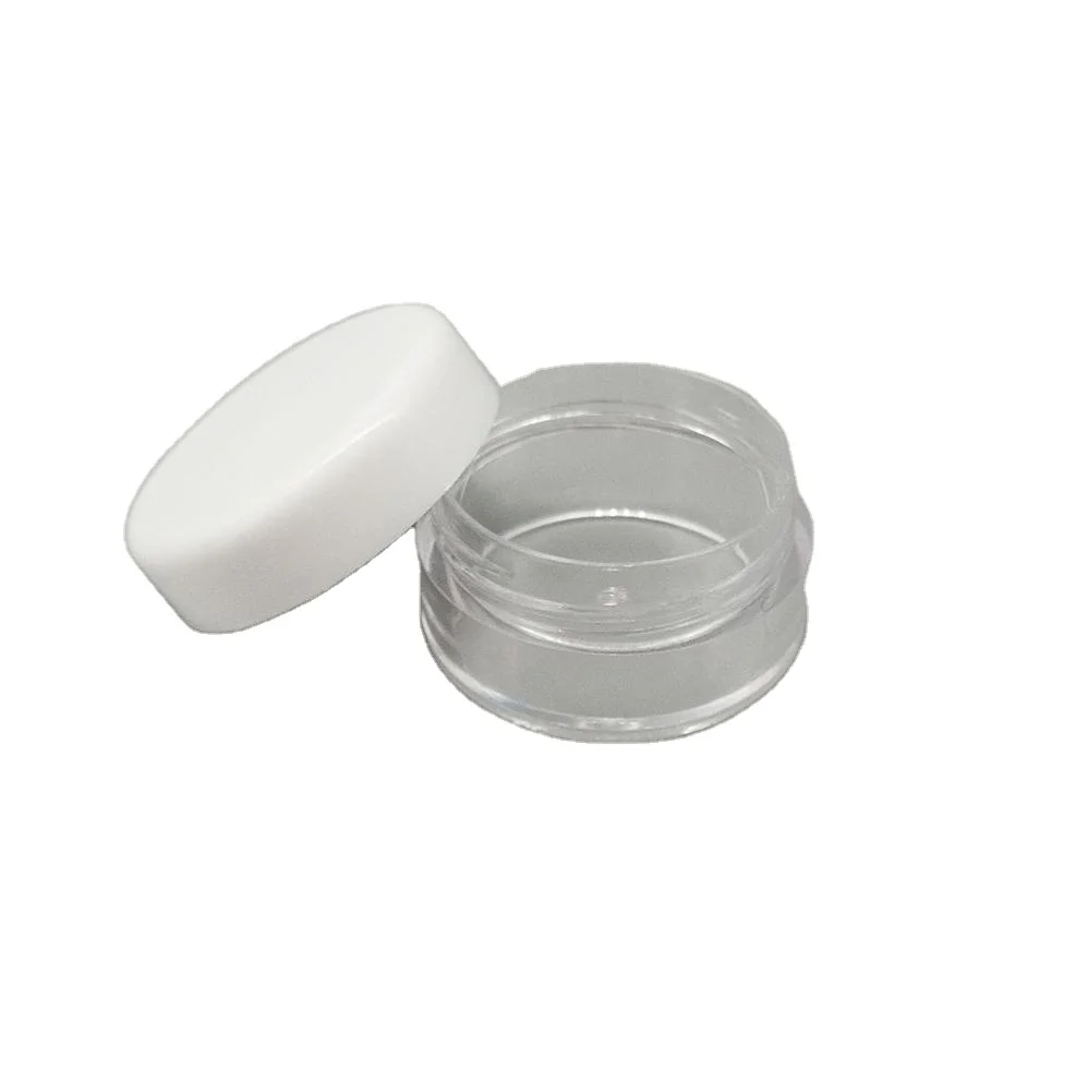Spot 5g plastic white cap cream jars nail art beads sequins flash powder filling storage container cosmetic sample empty jar