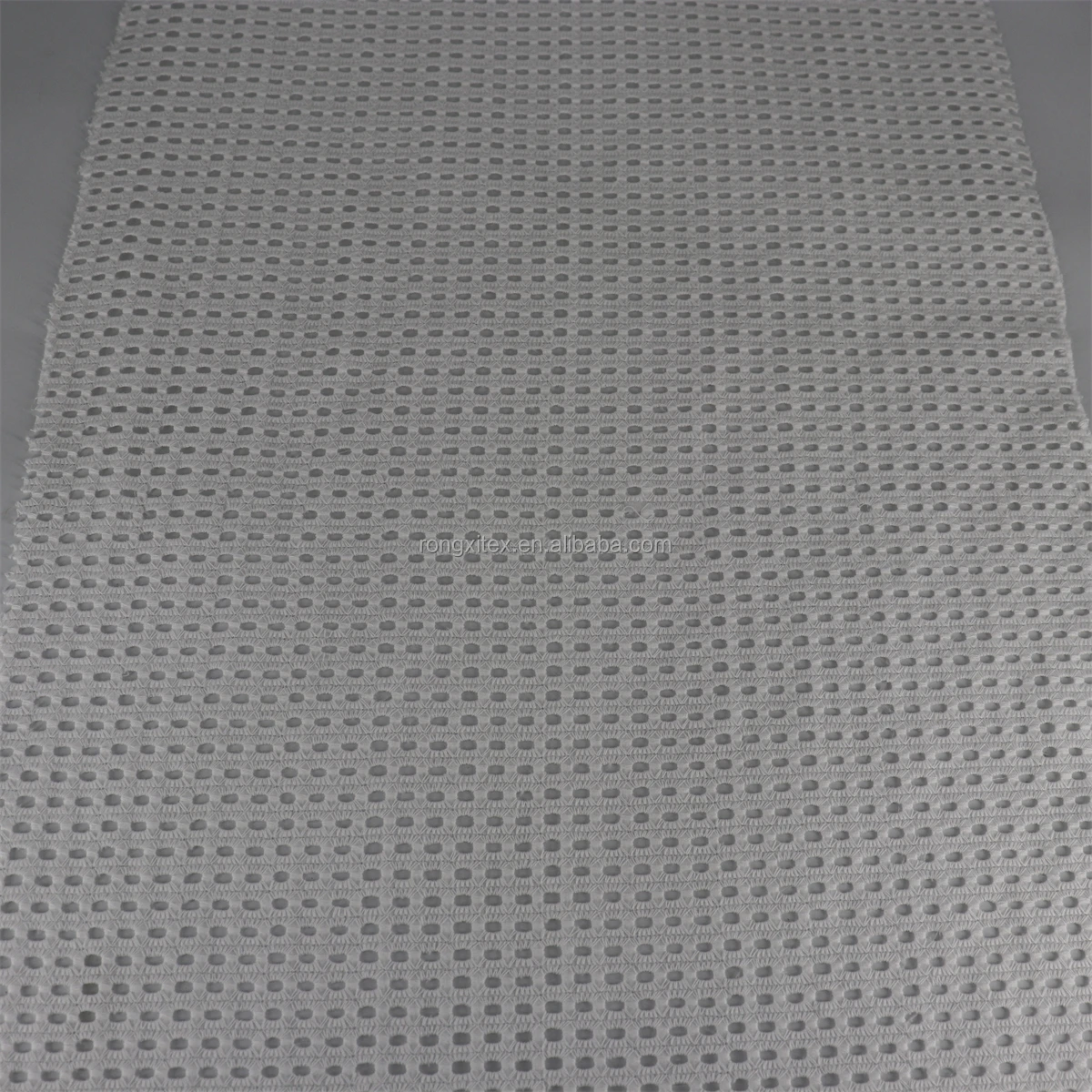 Competitive Price  RXF0828 Professional 100% Cotton Strip Eyelet Embroidery Fabric White for Women Garments