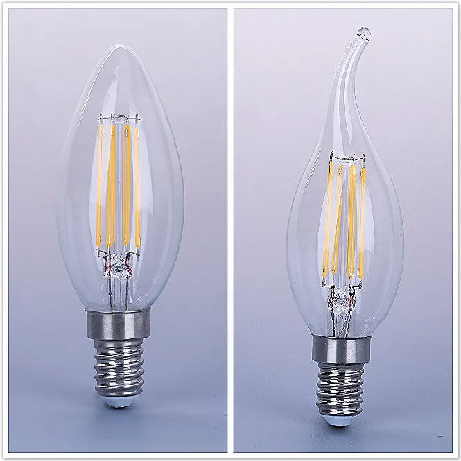 Amber Opal Micky Frosted Transparent Glass E14 B15 E27 C35 4w 2w Filament Led Candle Lamp Light
