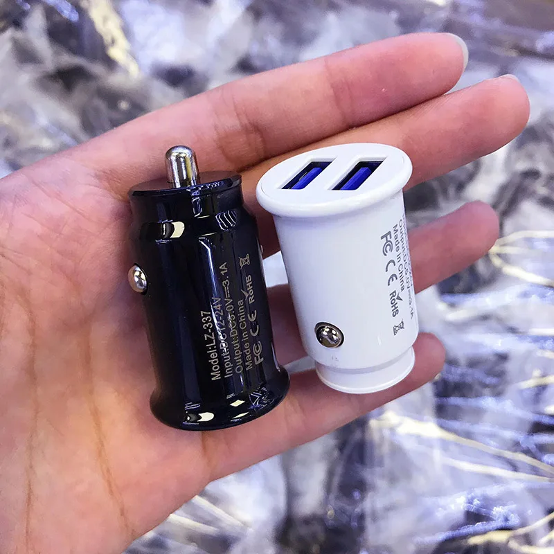 Автомобильное зарядное устройство 2 4a Mini с двумя портами USB адаптер питания для быстрой зарядки мобильного