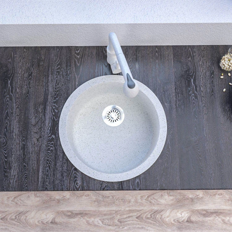 Современная цветная кухонная раковина с кварцевым камнем для умывальника оптовая цена одна чаша круглая