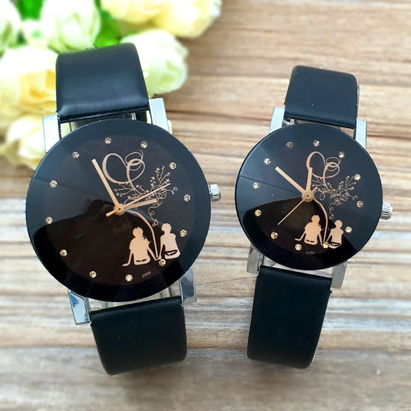 Wholesaler cheap cute pair watches for couples leather strap casual quartz romantic Electronic couple watches