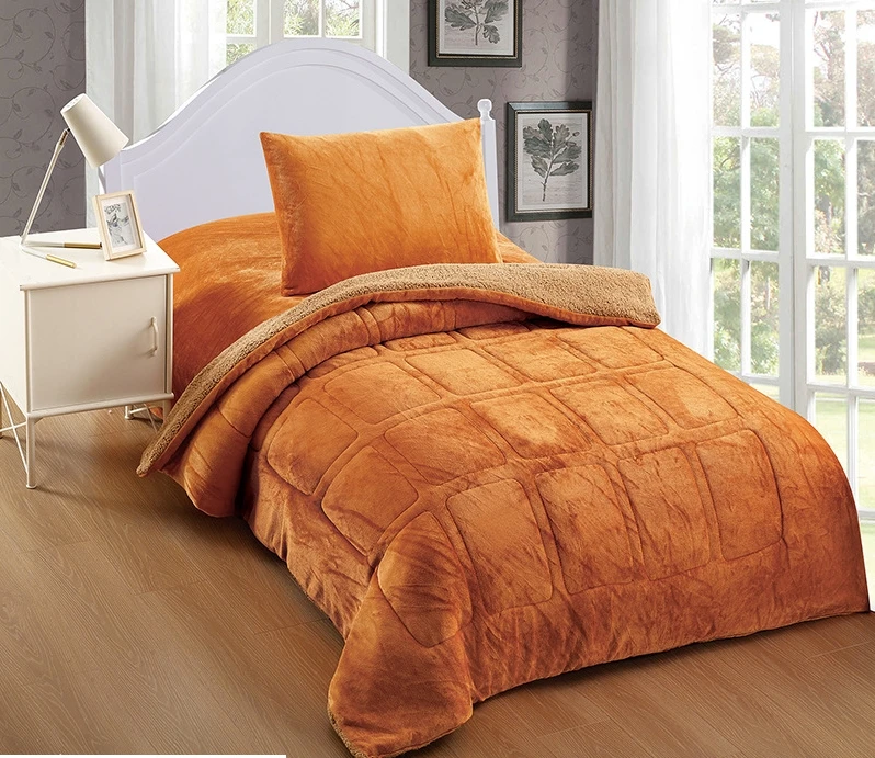 Wholesale 7 piece comforter sets Plush Velvet Solid Plain Comforter Set super king comforter set with pillow case for bedding