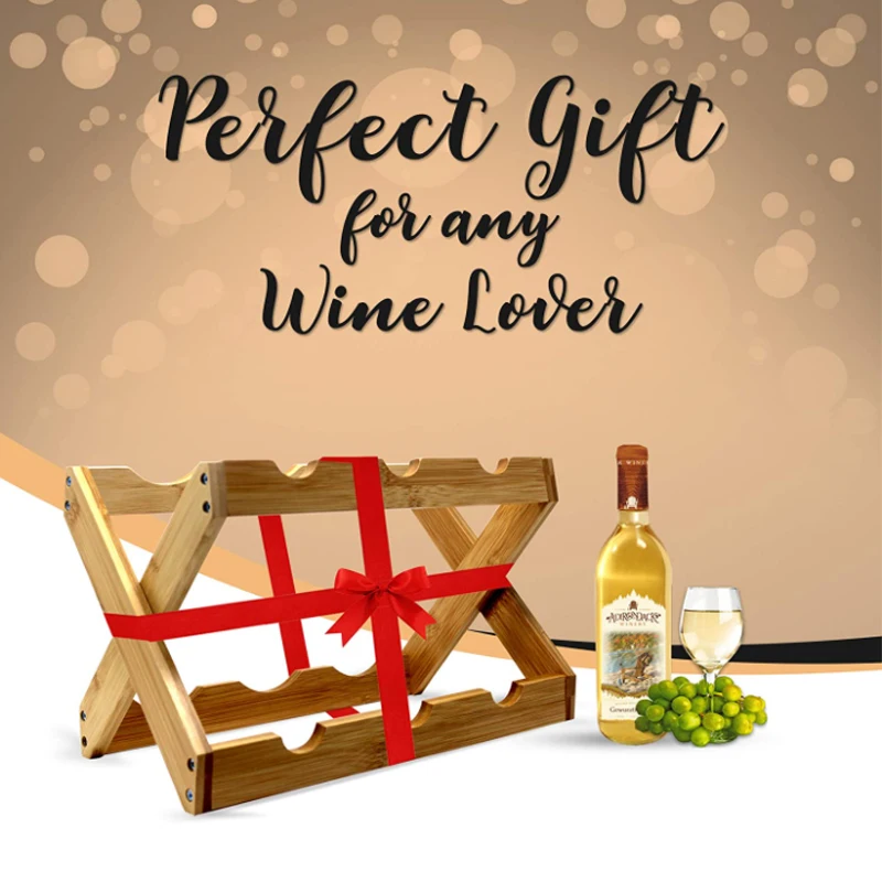 Wooden foldable countertop wine bottle storage rack cabinet wine display rack