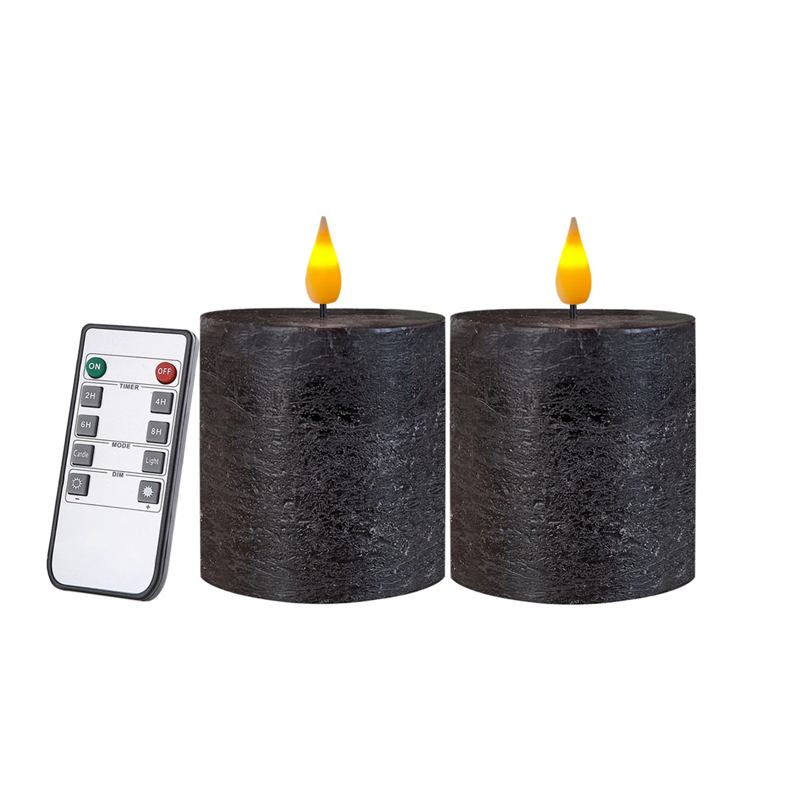 Hot selling Halloween decoration 3d moving flame flickering flameless led black wave pillar wax candles