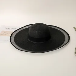 Women Broad Brim Beach Hat Summer Resort Sun Hat Foldable Straw   Hat