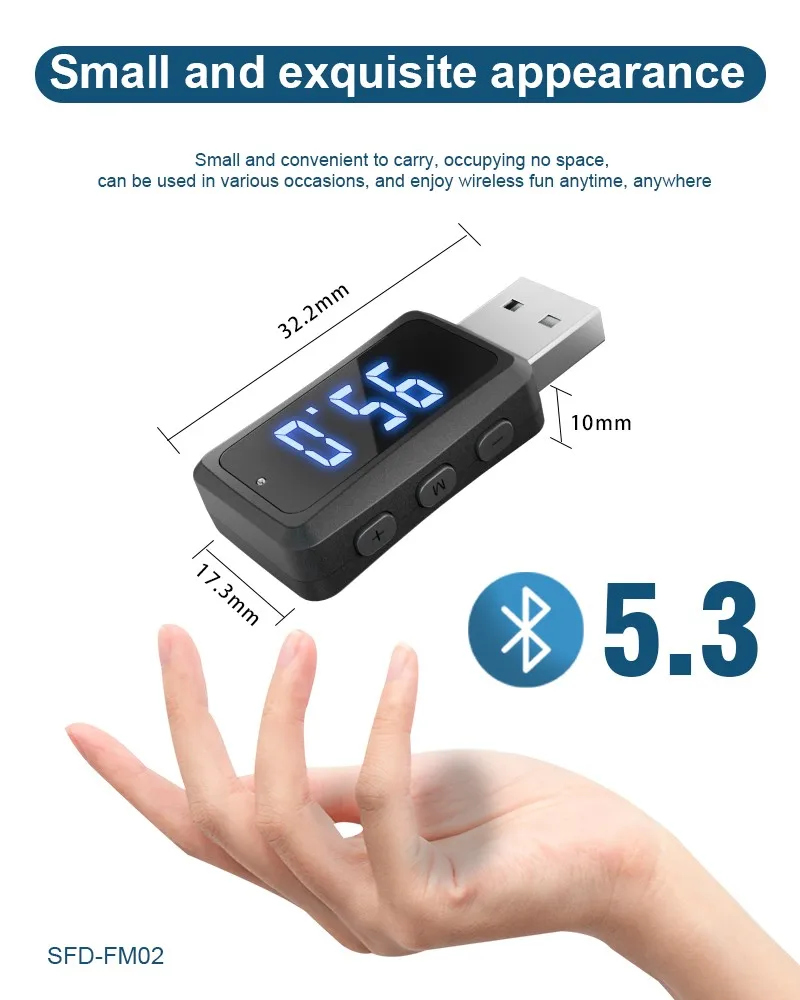 87.5 95.0 108 Receiver Mini USB Power Car Kit Auto Stereo BT 5.3 Wireless Audio Adapter FM Transmitter