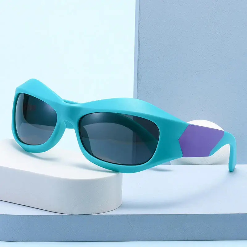 Y2K Street Wrap Around Sunglasses Oversized Luxury Brand Punk Sun Glasses Ladies 2023 Futuristic Eyewear Shades De Sol Oculos