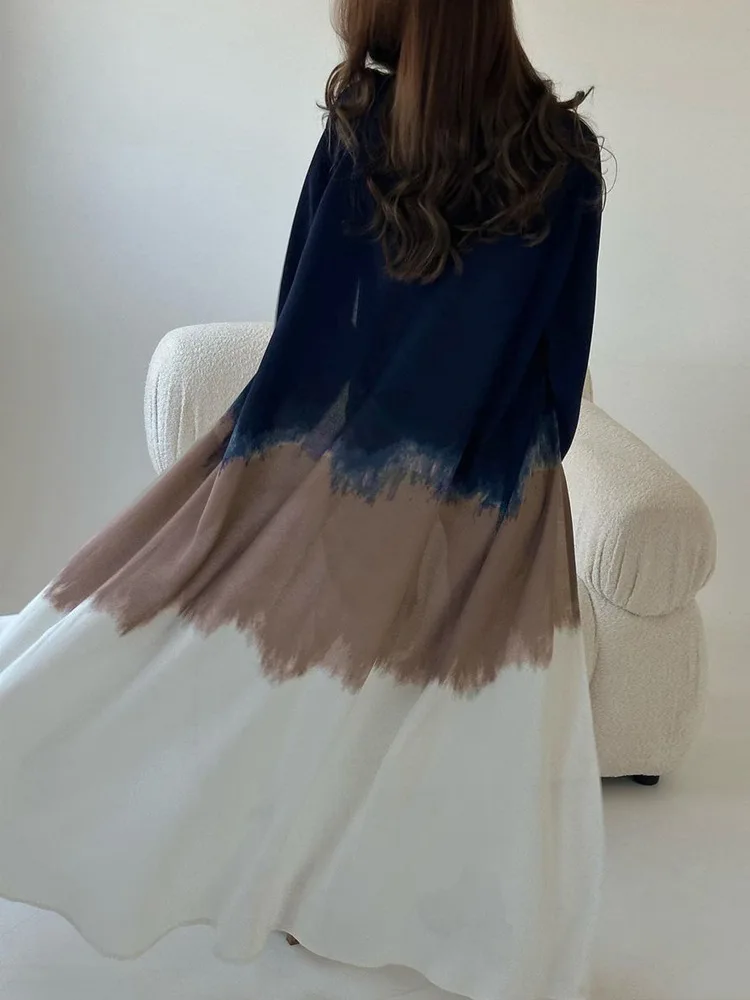 2024 new dubai stylish clothes new printed maxi abaya summer open abaya for fashion woman and girl