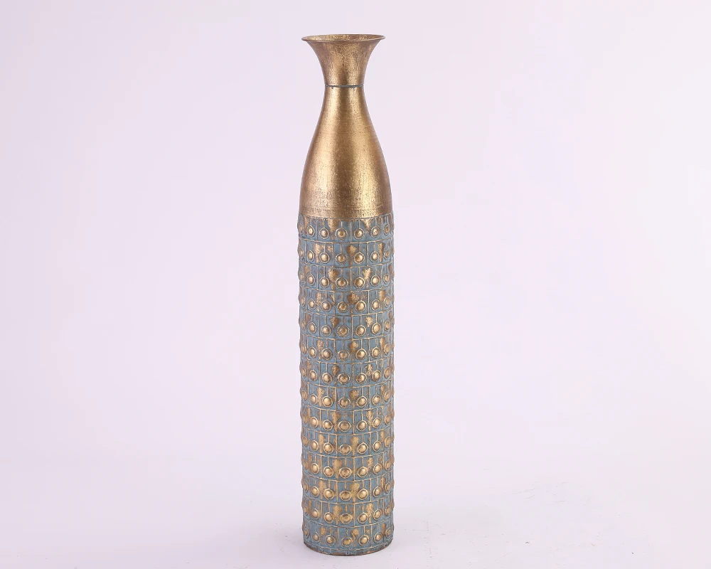 Modern vase embossed flower pot decoration restaurant hotel entrance home metal decorative vase