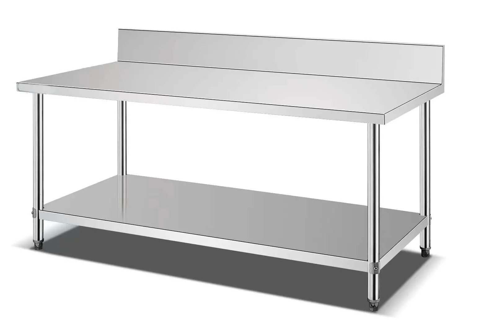 Heavy Duty Commercial Inox Double Food Flat  Work Table Bench For Australia/Steel Kitchen Prep & Work Table w/Backsplash