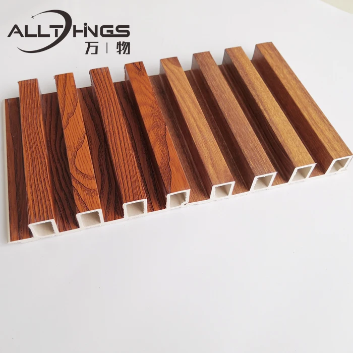 Grooved Grille Background with Three Grille Wood Grain Wpc Fluted Wall Sheet Interior Decoration Wall Panel