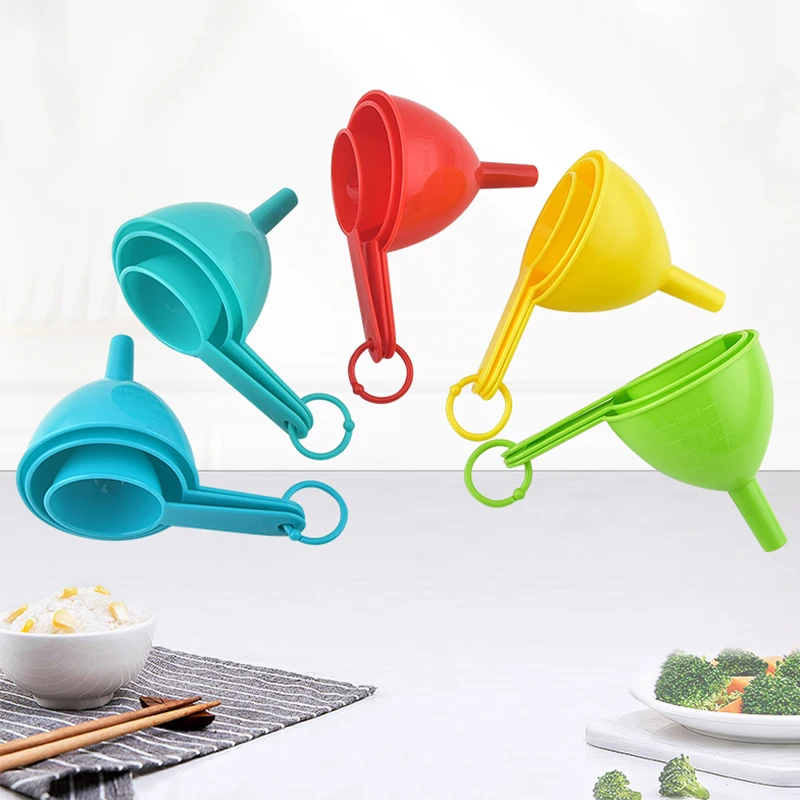 Plastic large small different size funnel cheap price thicken beer funnel for laboratory kitchen set of 3 pcs
