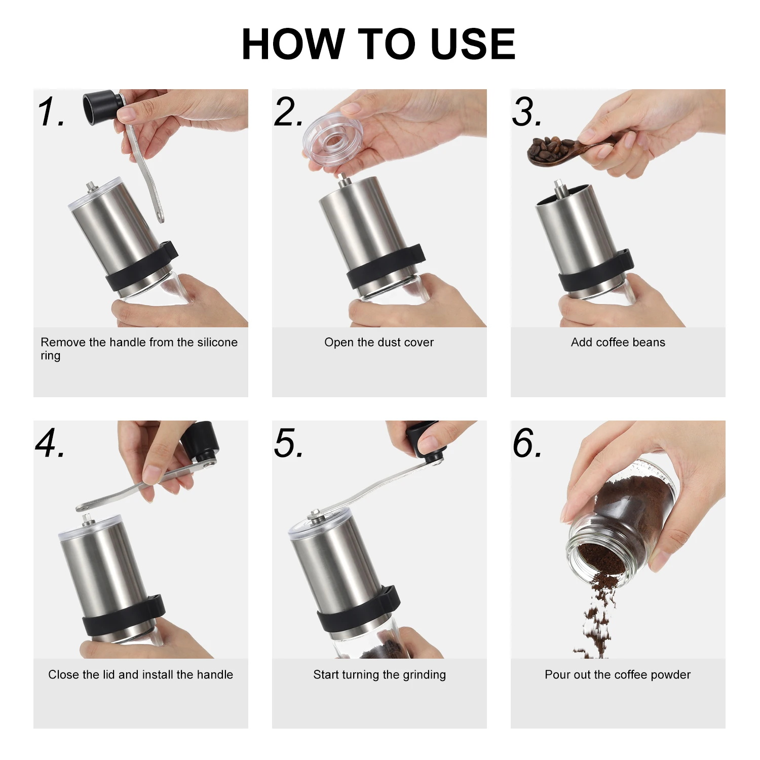 Stainless Steel Coffee Mill Camping Portable Coffee Bean Grinder With Crank Handle Ceramic Burr Manual Coffee Grinder