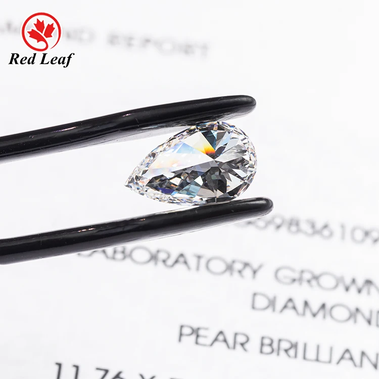Redleaf Wholesale Diamond Pear Cut IGI Certificate 0.3CT-5CT DEF Color VVS VS Excellent Diamond Loose Lab Grown Diamond