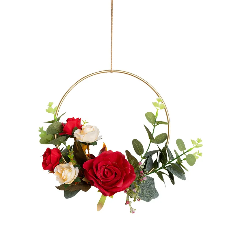 New design hot selling Golden Iron Ring Wedding Decoration Flower Ring Wall Home Decoration