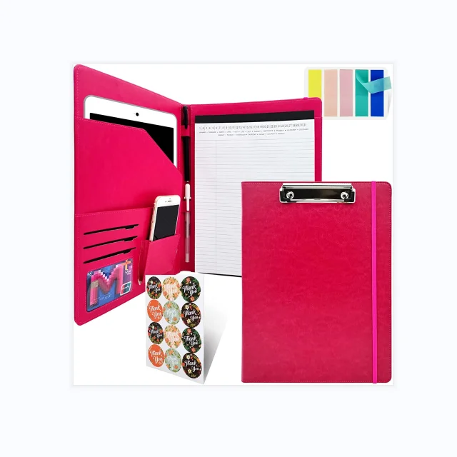 Wholesale Foldable Padfolio Clipboard Folio Leather Customization Binder Gua Acrylic Tablet Cases Pu Leather Folder Clip File