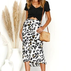 Custom Leopard Print Hip Midi Stretchy Elastic Waist Women Pencil Skirt