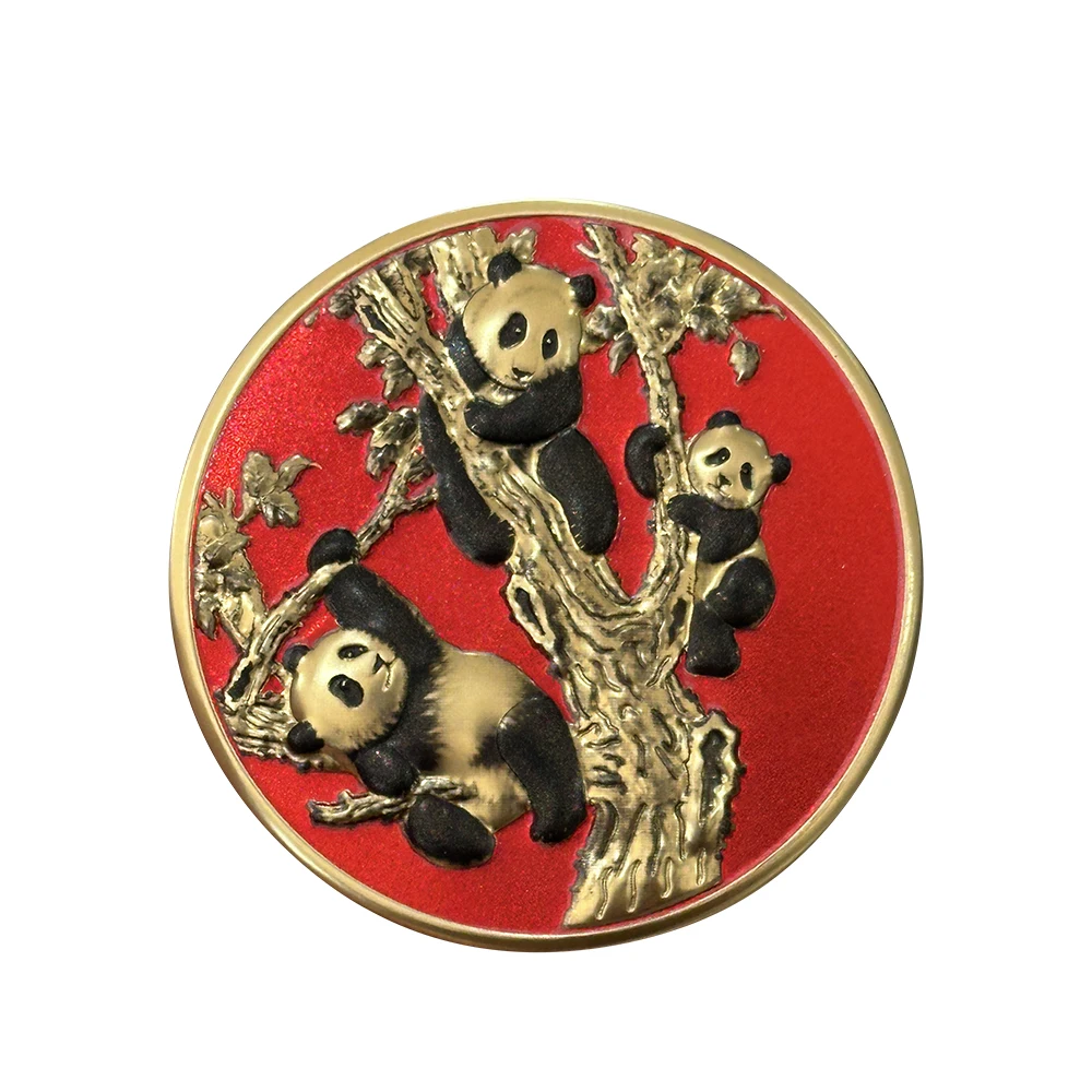 Modern Black and White Panda Wine Label Aluminum Nameplate with Stamping Technique Animal Theme