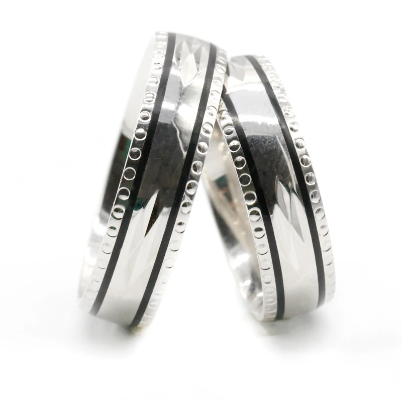 Wholesale 925 Sterling Silver  Wedding Ring Elegant Style Couple Round Jewelry Lover Ring