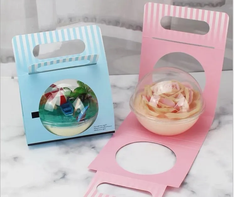 
Ball shape poke bowl clear disposable food grade container pet card cutting sleeve 