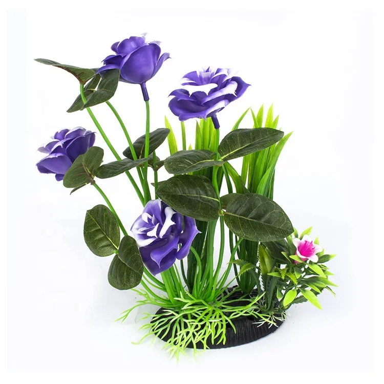 Fish tank aquascape aquarium ornament artificial plastic lily wer plant decoration