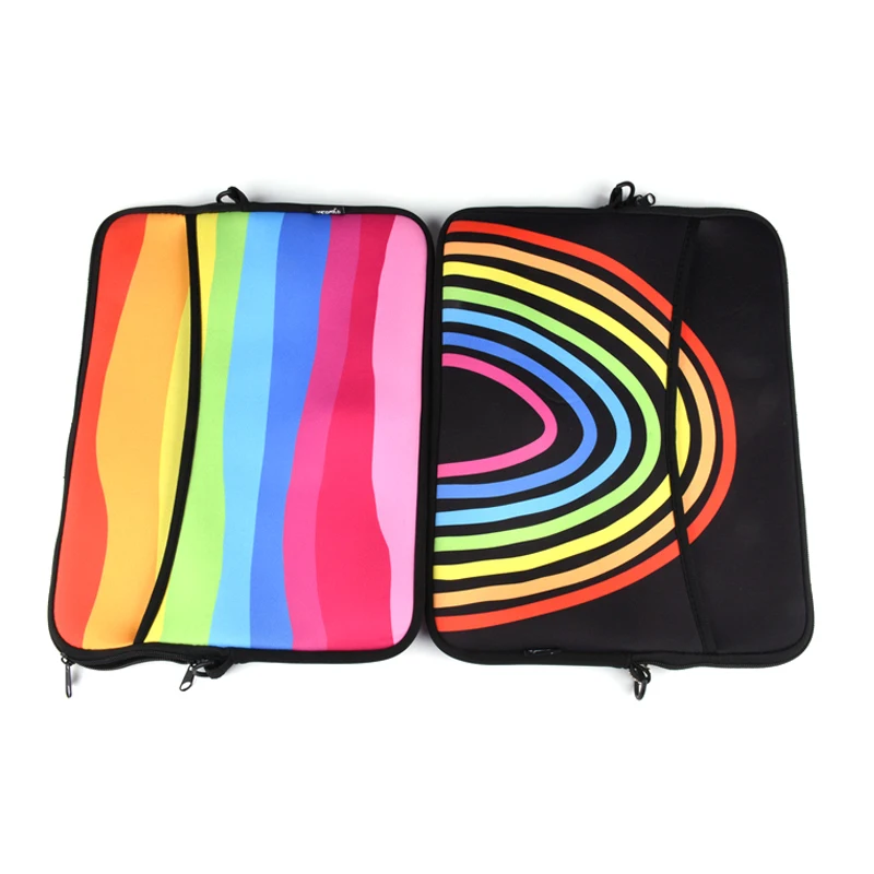 High quality neoprene rainbow style laptop bag with custom design