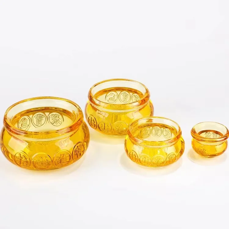 Wholesale 10cm Crystal Glass ingot Seeking wealth Business and friends fengshui gifts Crystal Citrine Treasure Bowl