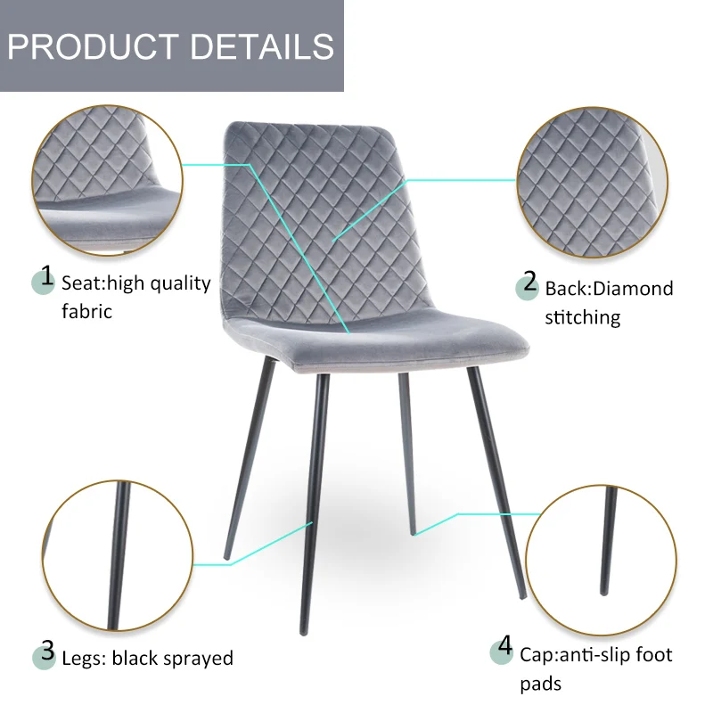 Sky Nordic Modern Fabric Leisure Outdoor Comfortable Cushion Dining Chair Nude Loading Hotel Velvet Dining Chairs