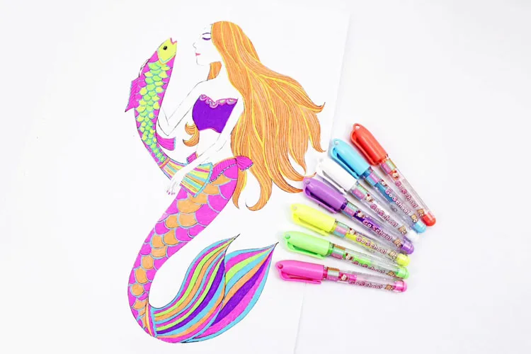 Kids Painting Drawing 7 Colors pens set 9 cm length Cute mini 0.8MM pastel gel  Pens For Drawing School Stationery