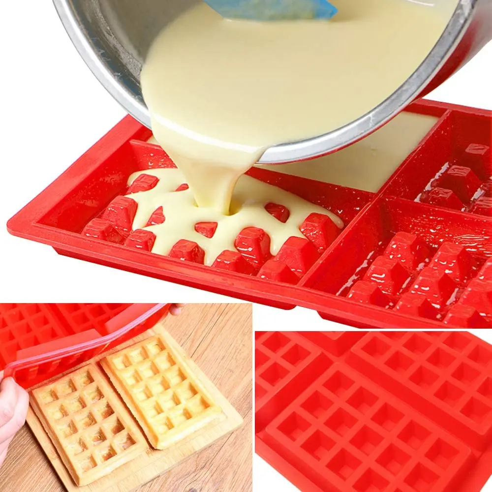 Wholesale 4 cavity diy silicone mold baking tray non stick waffle baking pan cake mold silicone waffle baking mold