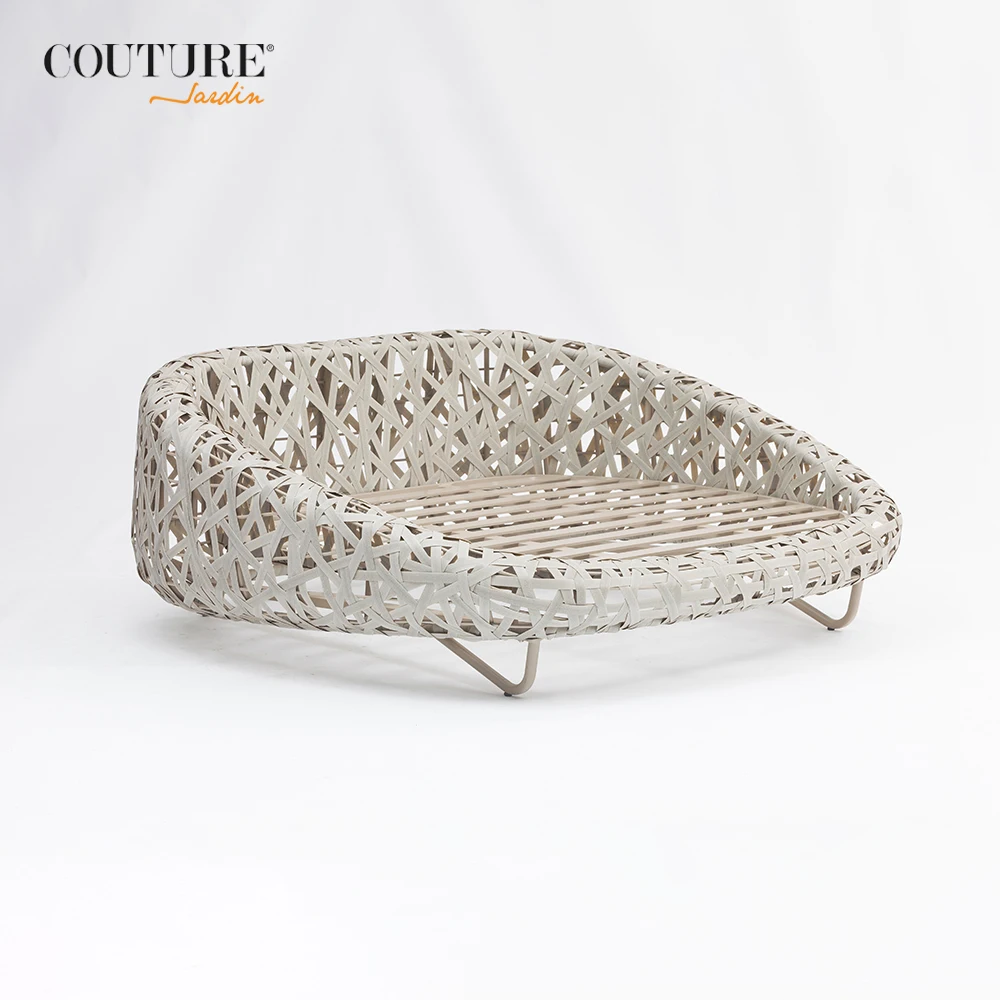 Couture Curl  rattan sunbeds with canopy swimming pool furniture hotel garden sets sun loungers beach and sea