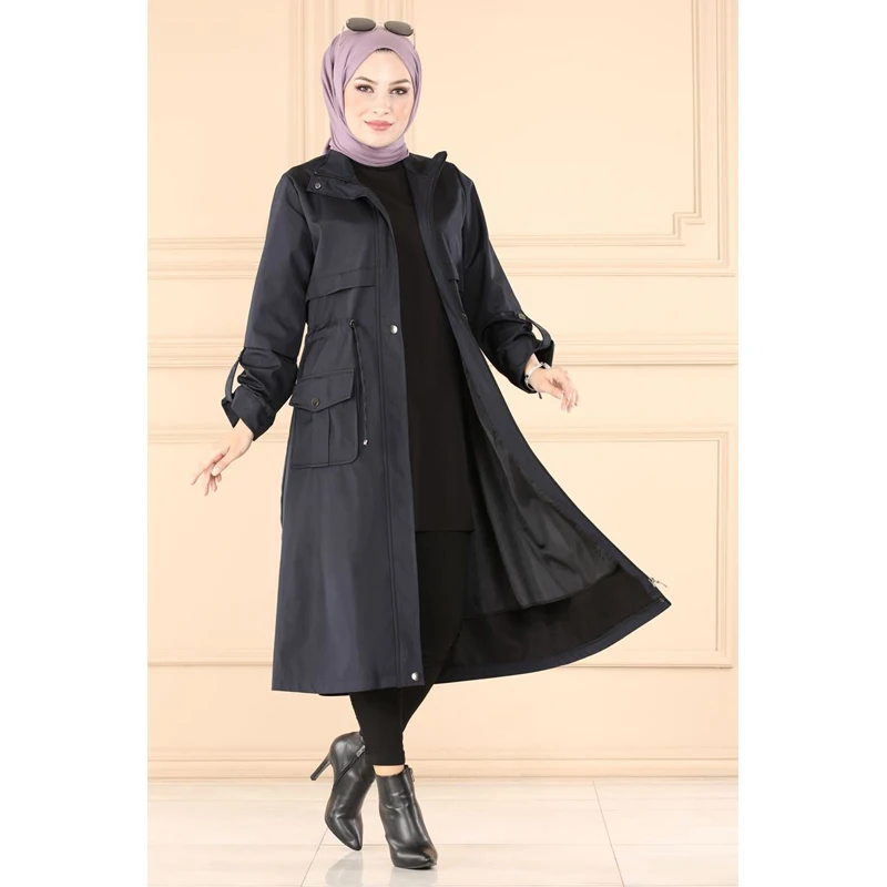 Зимняя 2024 Дубайский стиль мусульманская индейка ислам одежда с поясом и капюшоном хиджаб куртка