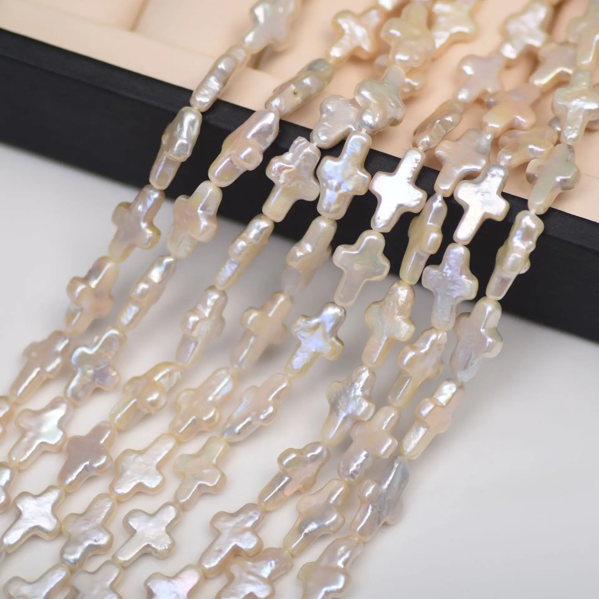 R.GEM. Natural Freshwater Pearl Strand Baroque Cross Special-Shaped 40cm Loose Pearl For Jewelry Necklace Bracelet