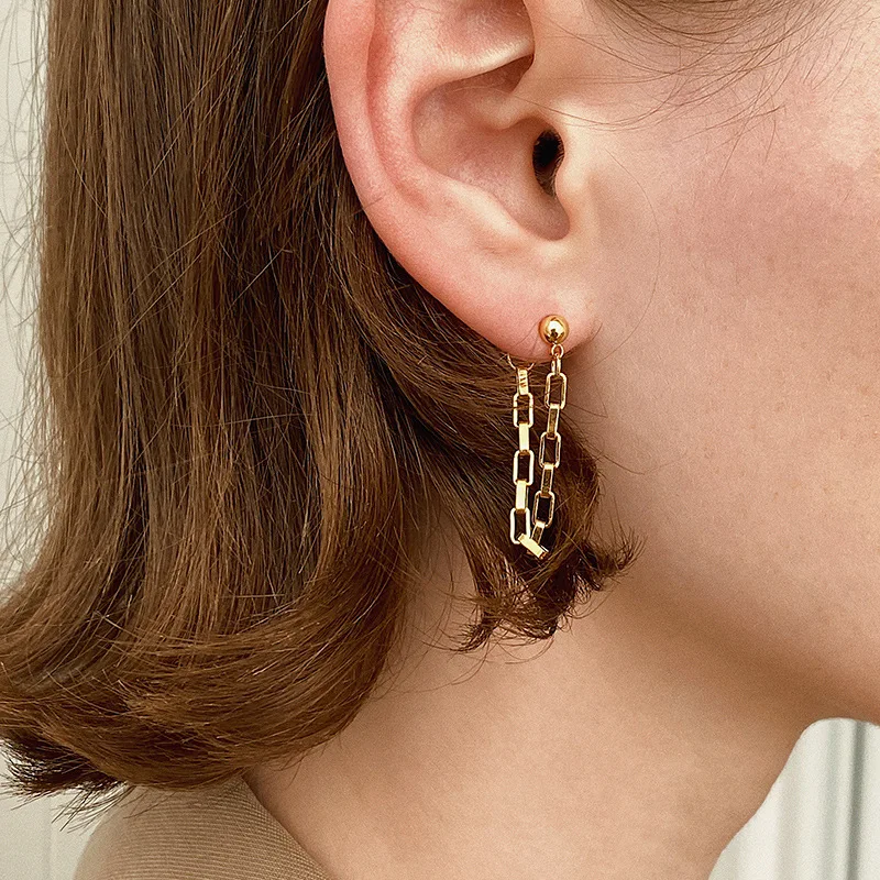 Fashion Earing Trend 2022 Screw Type Stainless Steel Paperclip Link Beautiful Earring Designs For Women