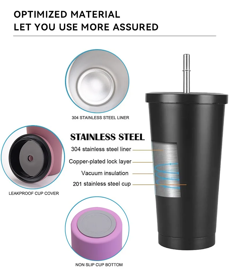 Customized logo 20 oz Tumbler Travel Double Wall Stainless Steel Coffee Cups 20oz Tumbler with Lids and Straws