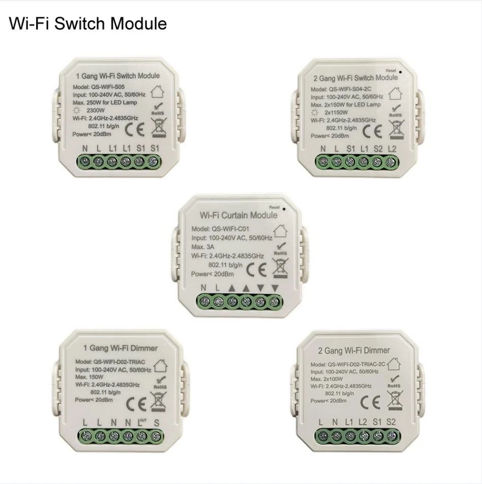 Модуль переключателя света Tuya Zigbee 3 0 1 клавиша 2 клавиши 3/4 канала работает с Amazon Alexa