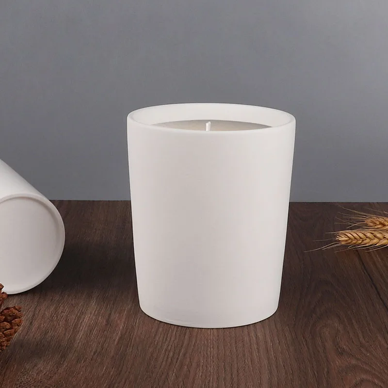 Wholesale In Bulk Home Decor Matte White Scented Candle Jar Porcelain Candle Holders