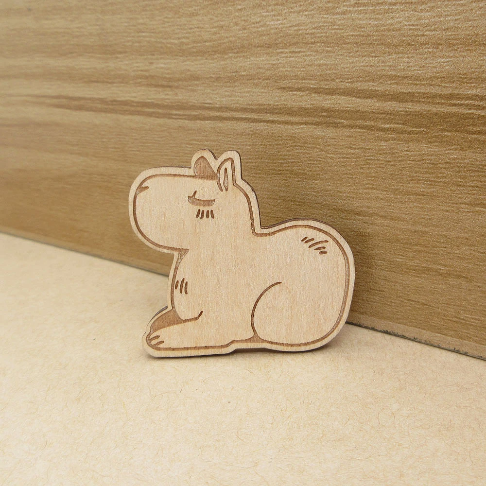 Custom UV print wood badges laser engraving souvenir wooden clothes lapel pins