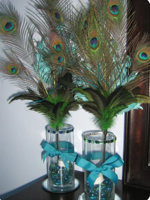 Dyed 80cm large craft natural white real red Blue india wing tail peacock feather for Cheap sale Floral Vase Home Decor Party