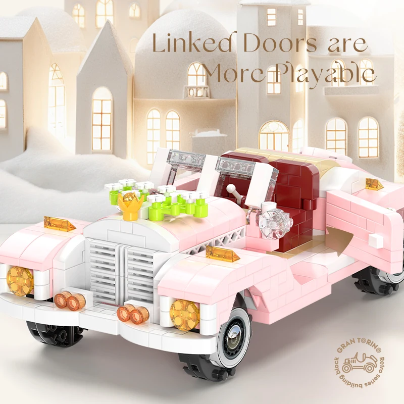 Moyu MY97122-23 Classic Vintage car model pieces are put together to assemble toy blocks 3D stereo puzzle wedding car gift toys