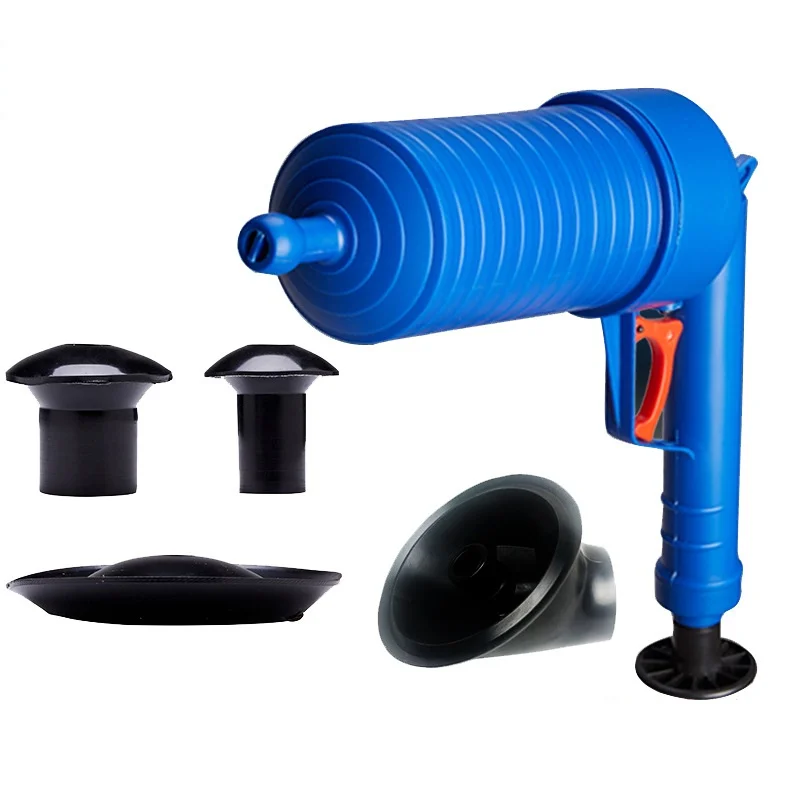 4 Replace Head Air Power Drain Blaster Toilet Plunger Pump Dredge Cleaner for Pipe Rod Sink