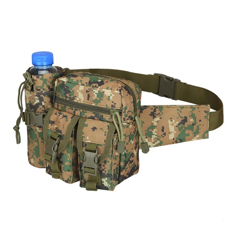 Zipper Oxford Camouflage Messenger Survival Tool Chest Bag Outdoor Sports Waist Purses For Men With Bottle Holder