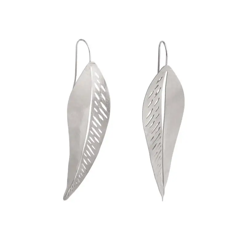 Fashion No Tarnish 316L 18K Gold Plated Stainless Steel Jewelry Feather Earrings For Women