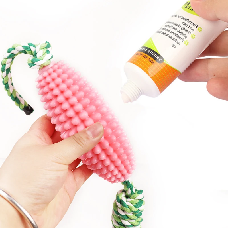 Wellfine 2023 New Pet Toothbrush Toy Clean Teeth Interactive Corn Dog Toys Aggressive Chewers Dog Chew Toy