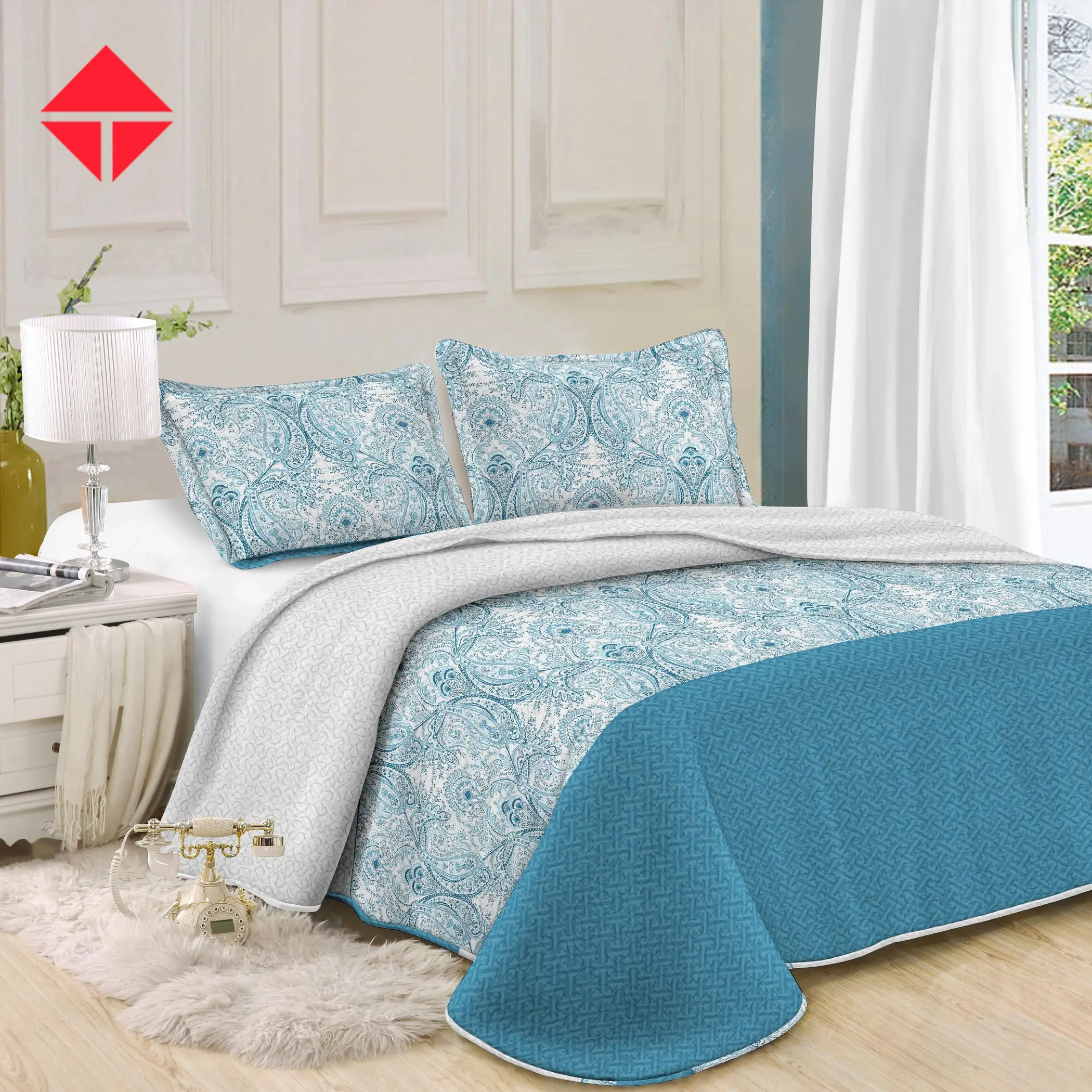 Wholesale summer soft cool home bed quilts 100% microfiber ultra-fine denier fiber Home Quilt King Size comforter bedding set