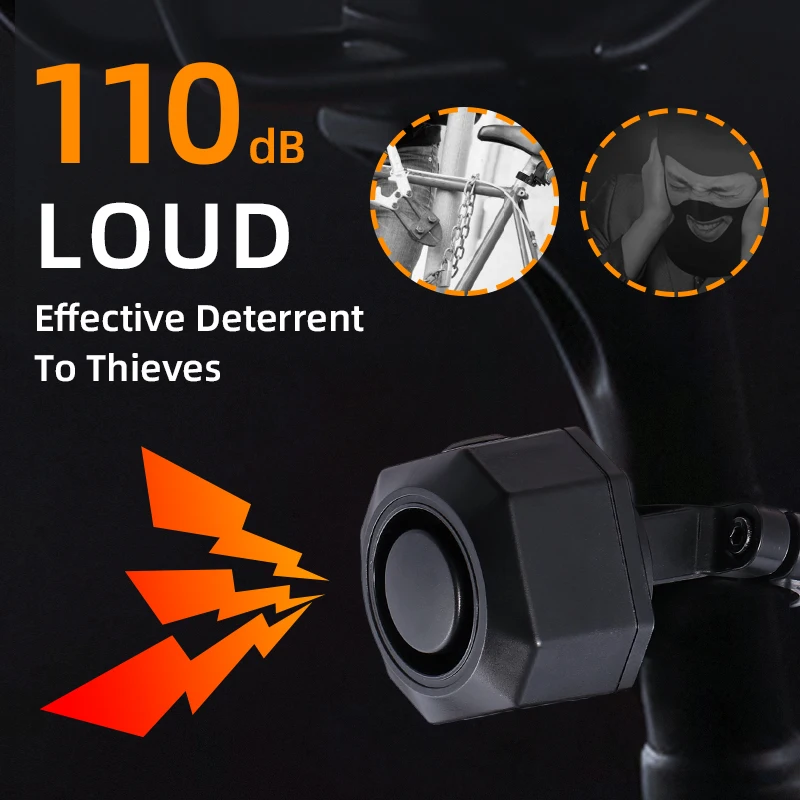 Bike Alarm 110dB Loud Anti Theft Vibration Motion Sensor Vehicle Security Alarm System Waterproof Bicycle Trailer Motorcycle