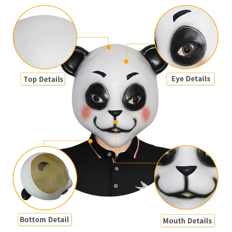 Custom Realistic Animal Full Head Mask Halloween Cosplay Panda Hero Mask Latex Cute Customizable Animal Mask